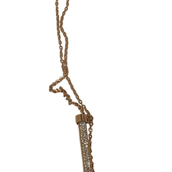 Rose Gold Fancy Zircon Bar Necklace Titanium Steel‎ For Women - Picture 4 of 4